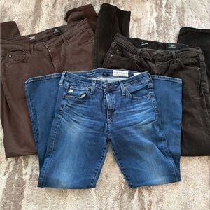 Ag Adriano Goldschmied Brown Cotton Pants, Blue Jeans and Black Corduroy Bundle